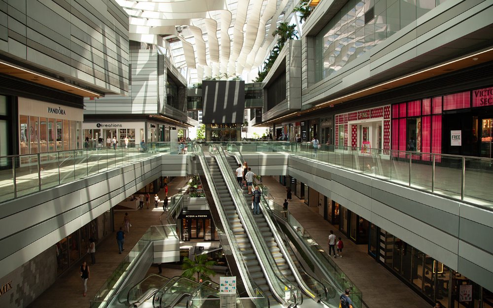View of Brickell City Centre's three shopping levels
