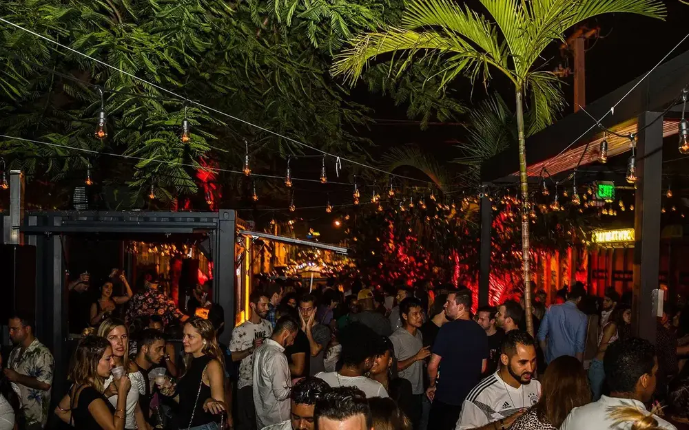 Night time on 1-800-LUCKY's patio
