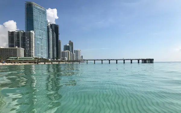 View from the water of Newport Fishing Pier