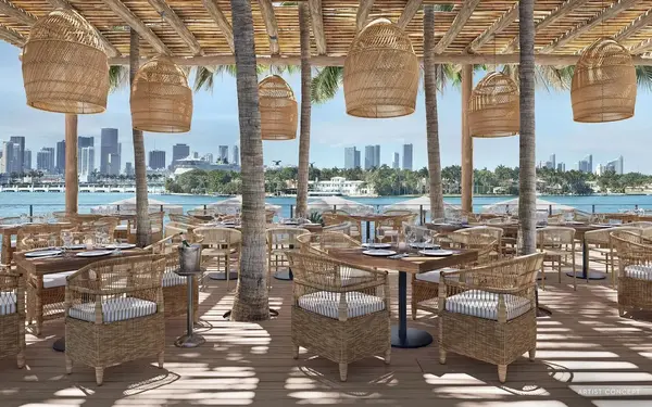 Baia Beach Club outside dining area