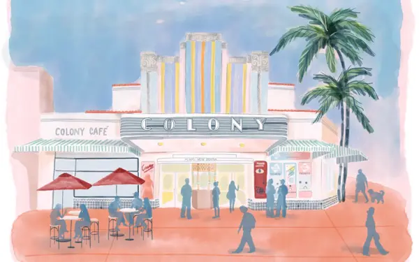 Illustration of Colony Theatre on Miami Beach