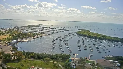 A live view of Sailboat Bay, Coconut Grove