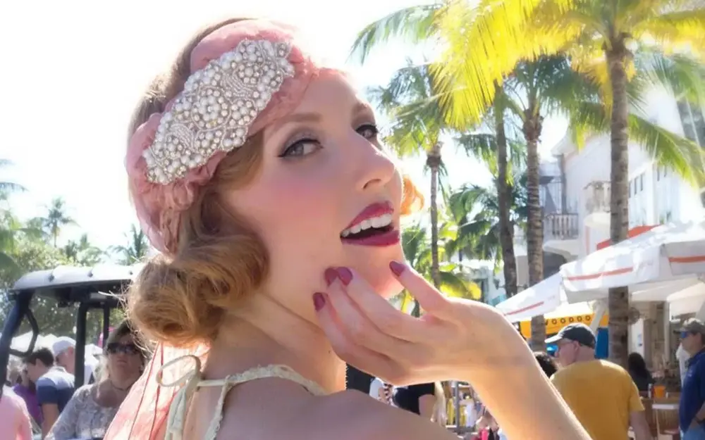Flapper close-up at South Beach's Art Deco Weekend celebration