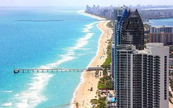 Aerial view of Sunny Isles Beach and Pier