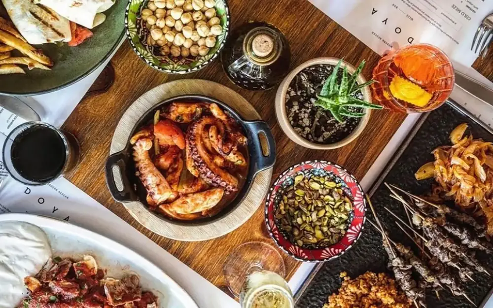 Assorted dishes at Doya