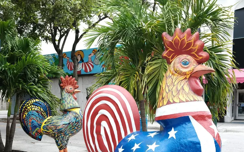 Artist Painted Roosters in Little Havana
