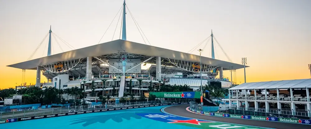 Hard Rock Stadium during Formula 1 at sunrise