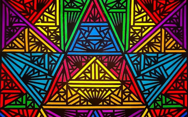Colorful geometric "The Temple" by Miami artist Marcus Blake