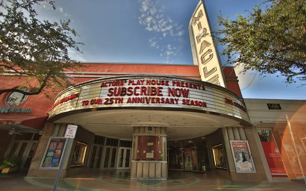 Front view of Actors Playhouse and the marquee