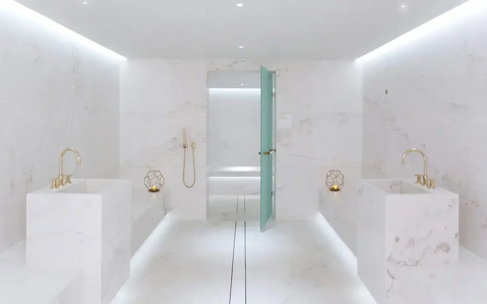 The Surf Club Spa's marble shower area