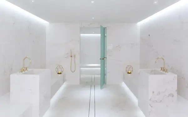 The Surf Club Spa's marble shower area