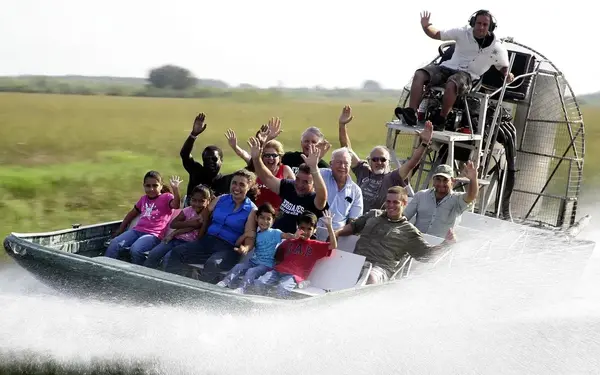 Family on Airboat ride at Everglades Alligator Farm