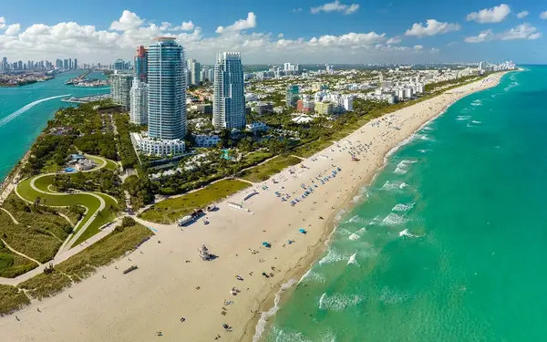 Aerial view of South Pointe Park and South Beach