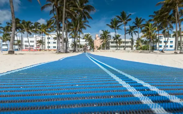 Accessible beach mat on South Beach