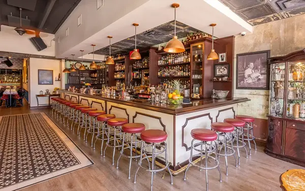 Cafe La Trova’s bar area in Little Havana