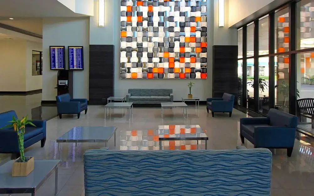 Lobby of DoubleTree by Hilton Airport with modern decor
