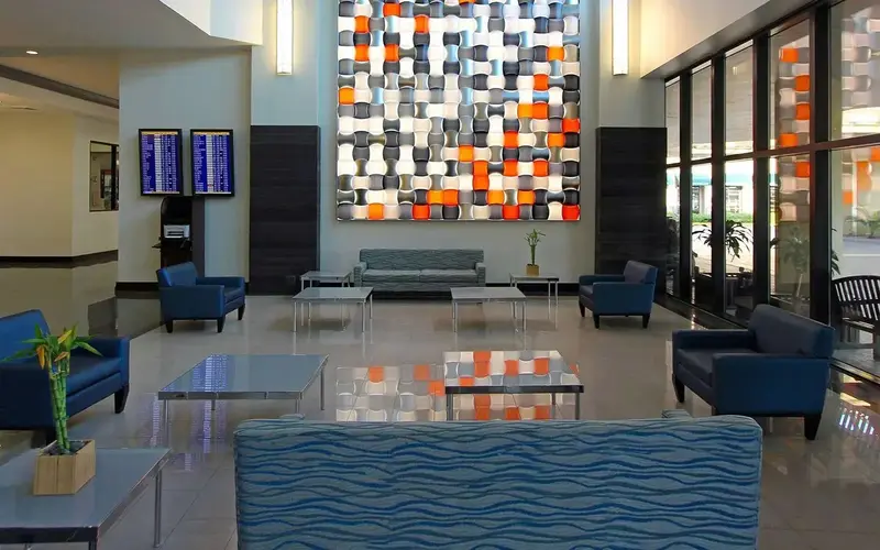 Lobby of DoubleTree by Hilton Airport with modern decor