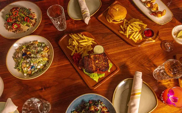 Variety of food displayed at Red Rooster Overtown