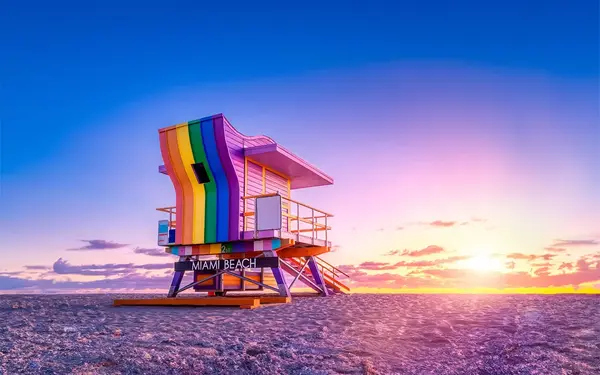 Miami Beach's iconic rainbow lifeguard stand