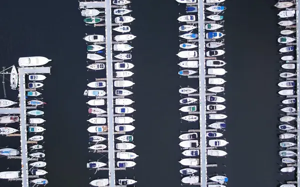 Aerial view of the marina in Coconut Grove