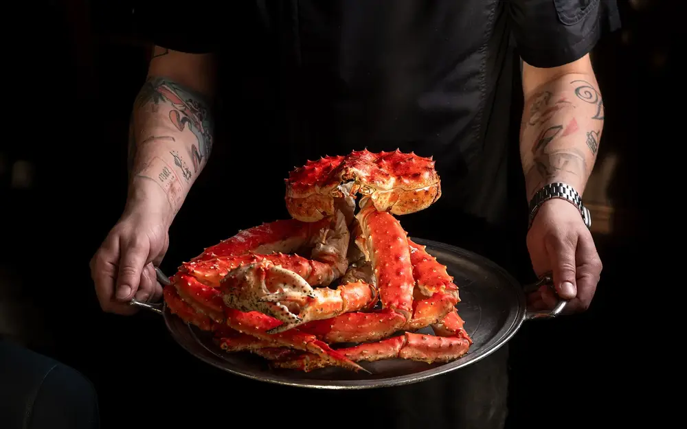 King crab on a platter at Klaw