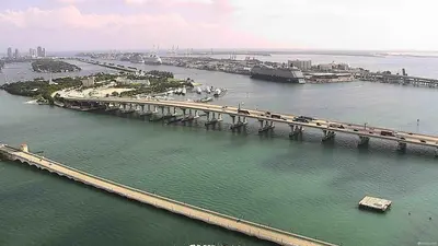 A live view of Biscayne Bay & PortMiami