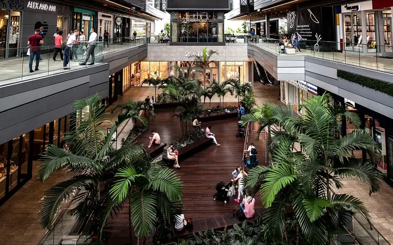 View from above palm tree seating area at Brickell City Centre