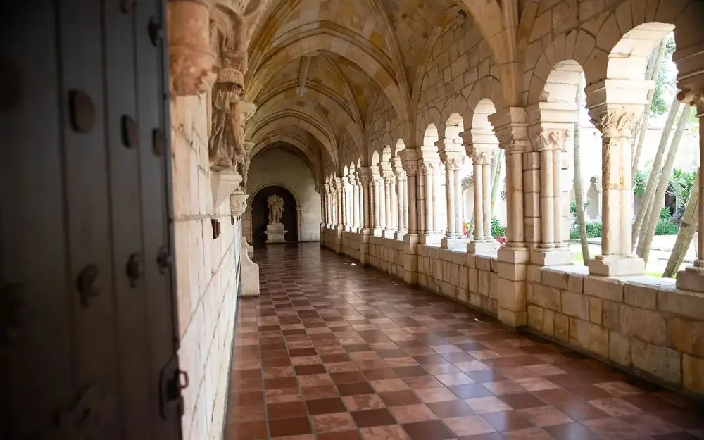 Ancient Spanish Monastery hallway & statue