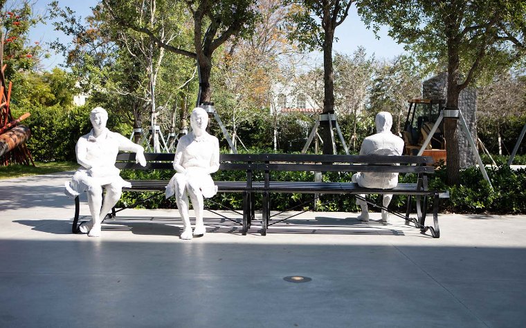 Sculpture garden with statues at ICA Miami in the Design District Sculpture garden with statues at ICA Miami in the Design District