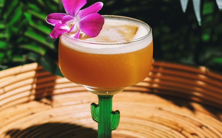 Drink with flower decor