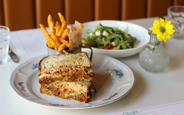 Chug's frita patty melt with fries