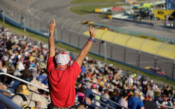 A fan routes for his favorite at Homestead Miami Speedway
