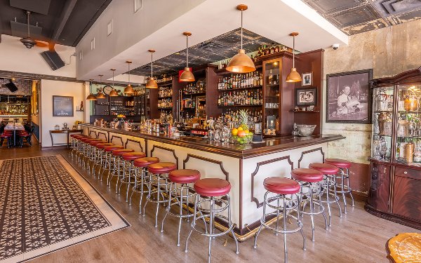Cafe La Trova’s bar area in Little Havana