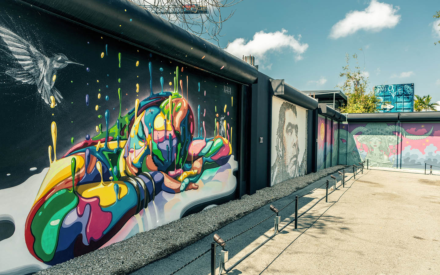 Colorful and brightly painted murals along the Wynwood walls
