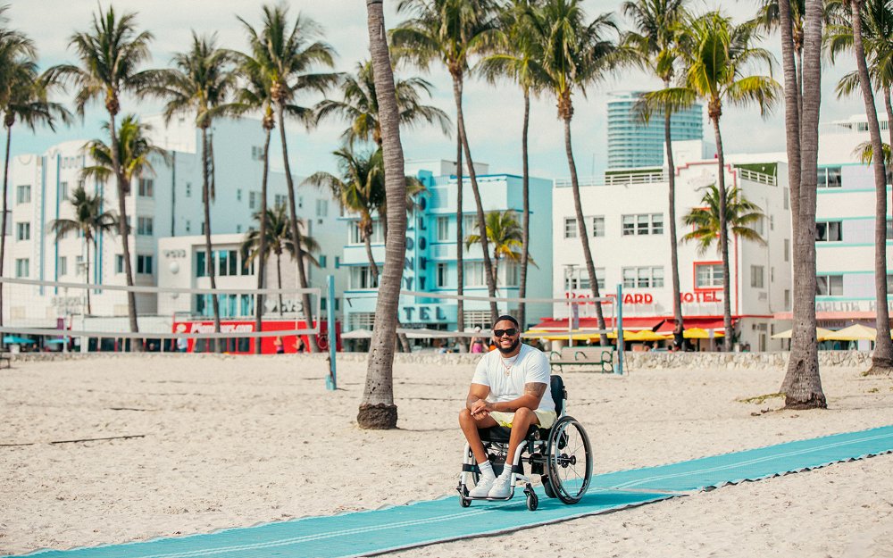 Accessible beach mat from Ocean Drive on Miami Beach