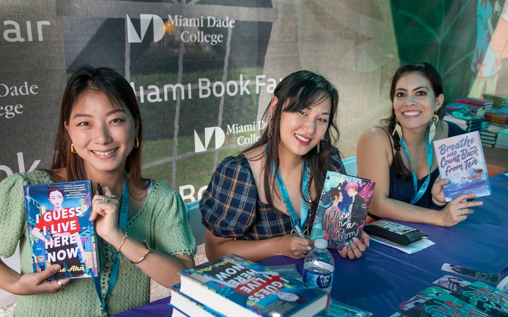 Authors Claire Ahn, Kat Cho and Natalia Sylvester at the Miami Book Fair