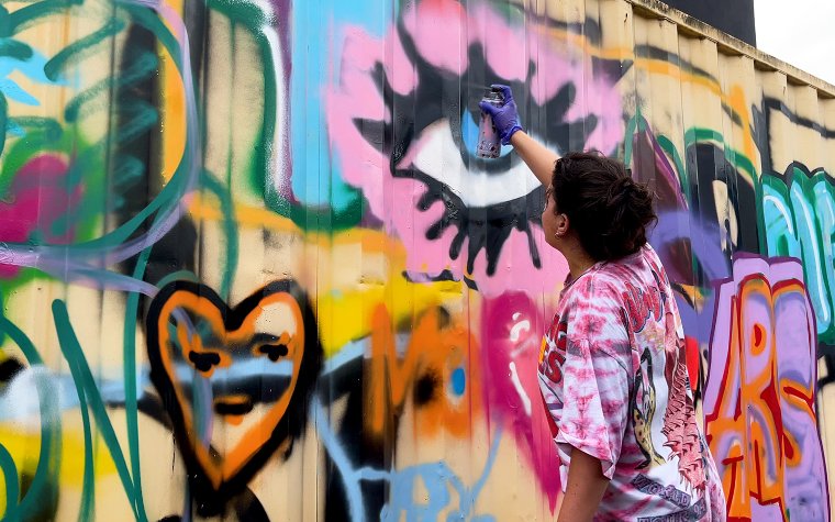 Lady at Spray it Out at Museum of Graffiti Lady at Spray it Out at Museum of Graffiti