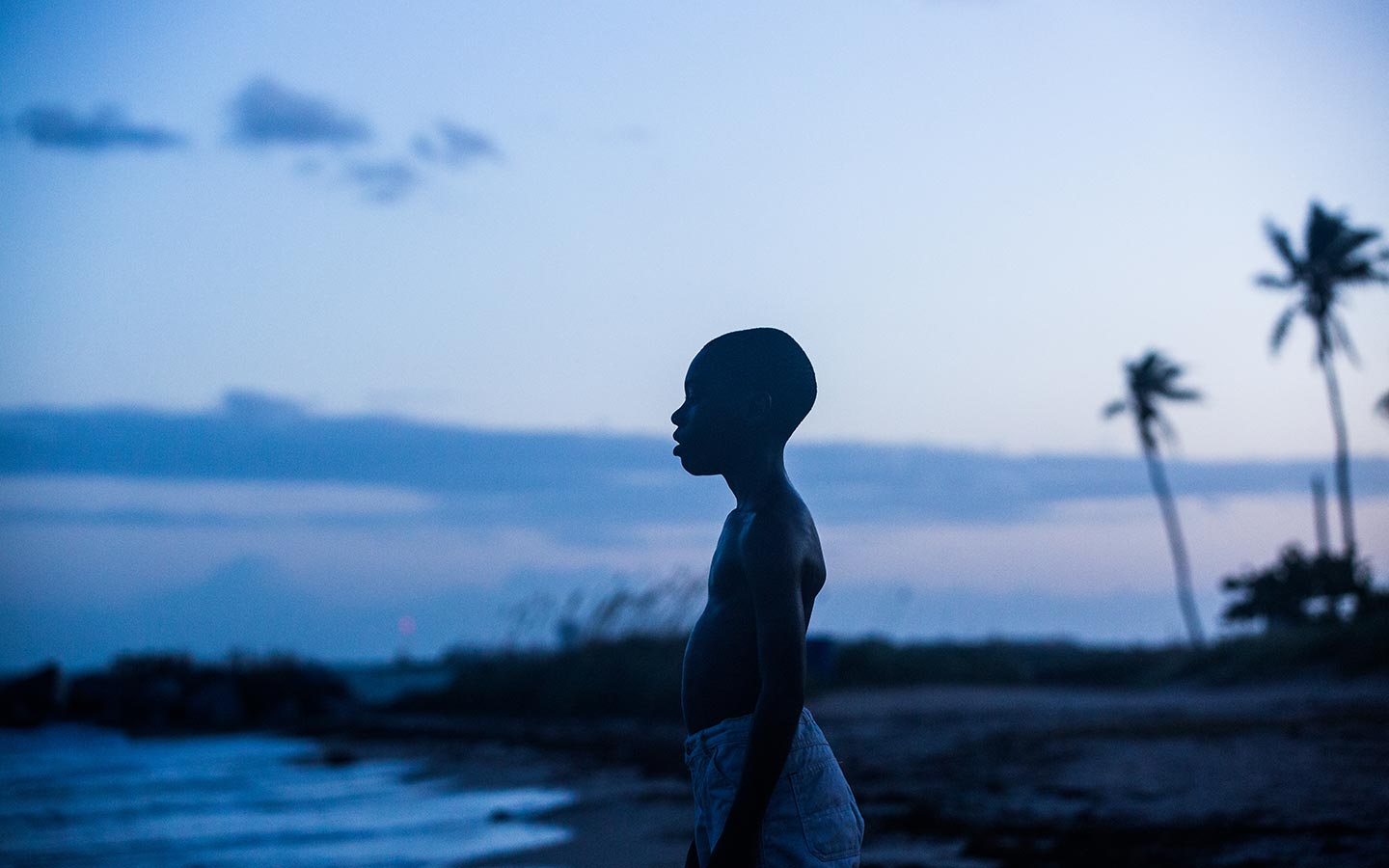 Child on beach from Moonlight movie