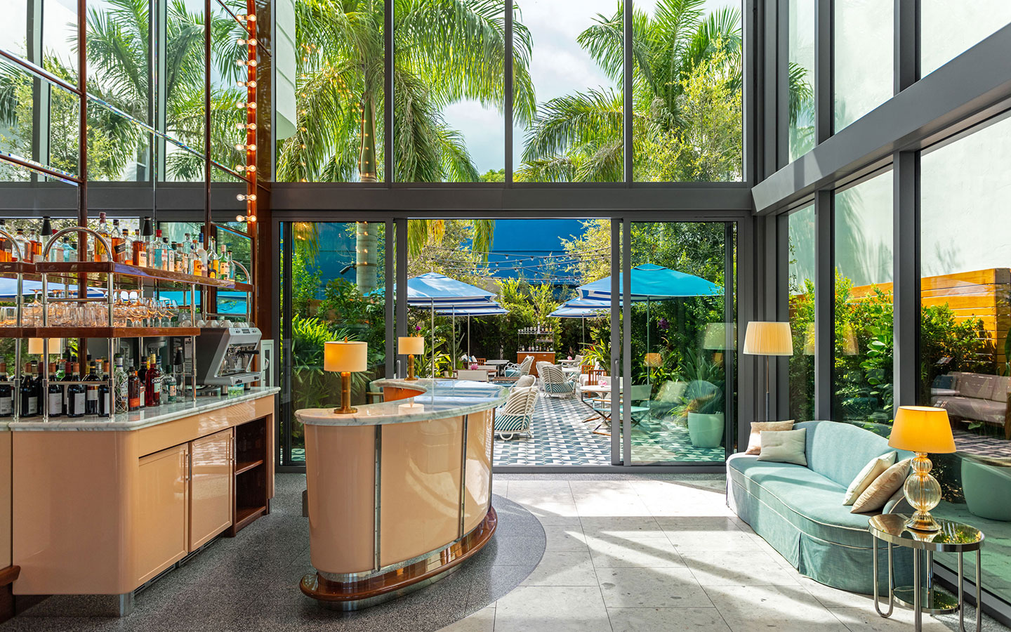 Mr. C Hotel lobby bar leading to the terrace Mr. C Hotel lobby bar leading to the terrace