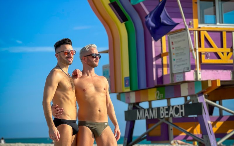 Rainbow flag at 11th/12th Street beach in South Beach