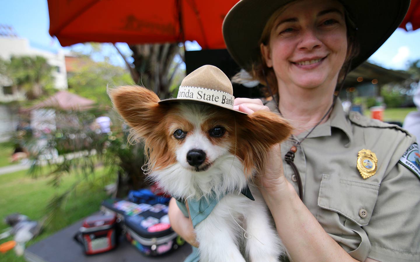 Park ranger & dog at The Barnacle,by Flavia Berti