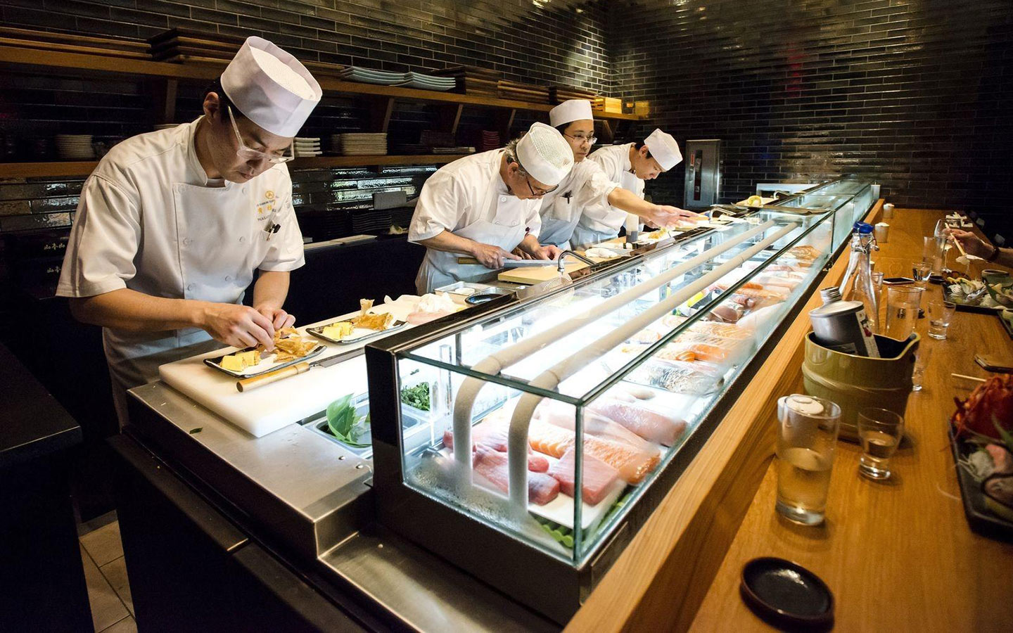 Chefs preparing sushi at Blue Ribbon