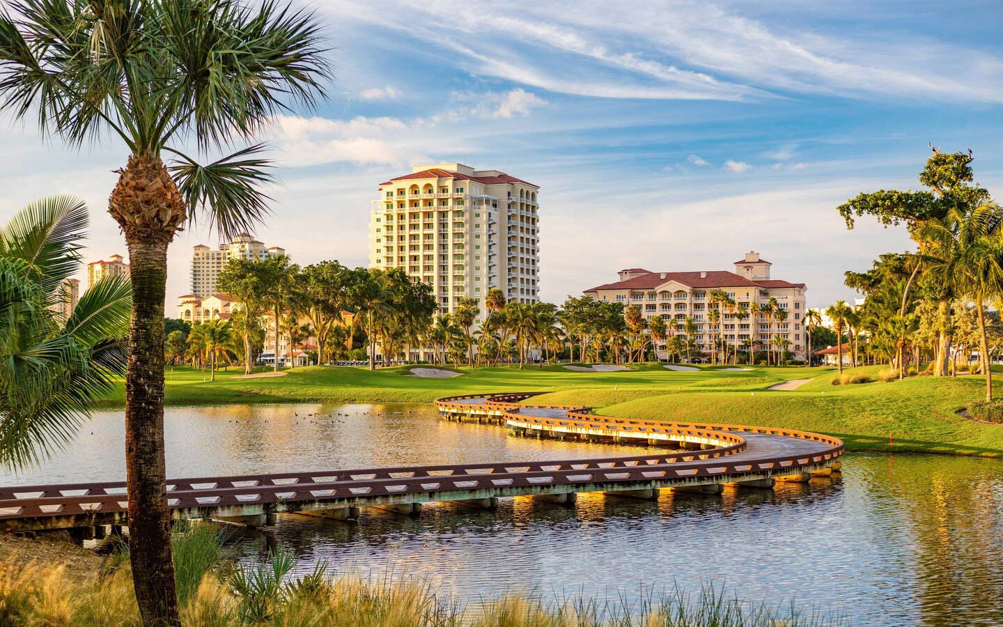 Palm trees & lakes on Turnberry's golf course