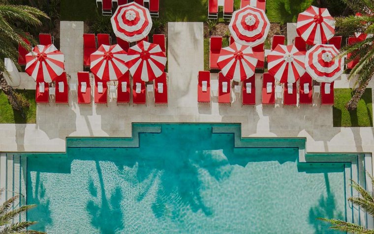 Aerial view of Faena pool