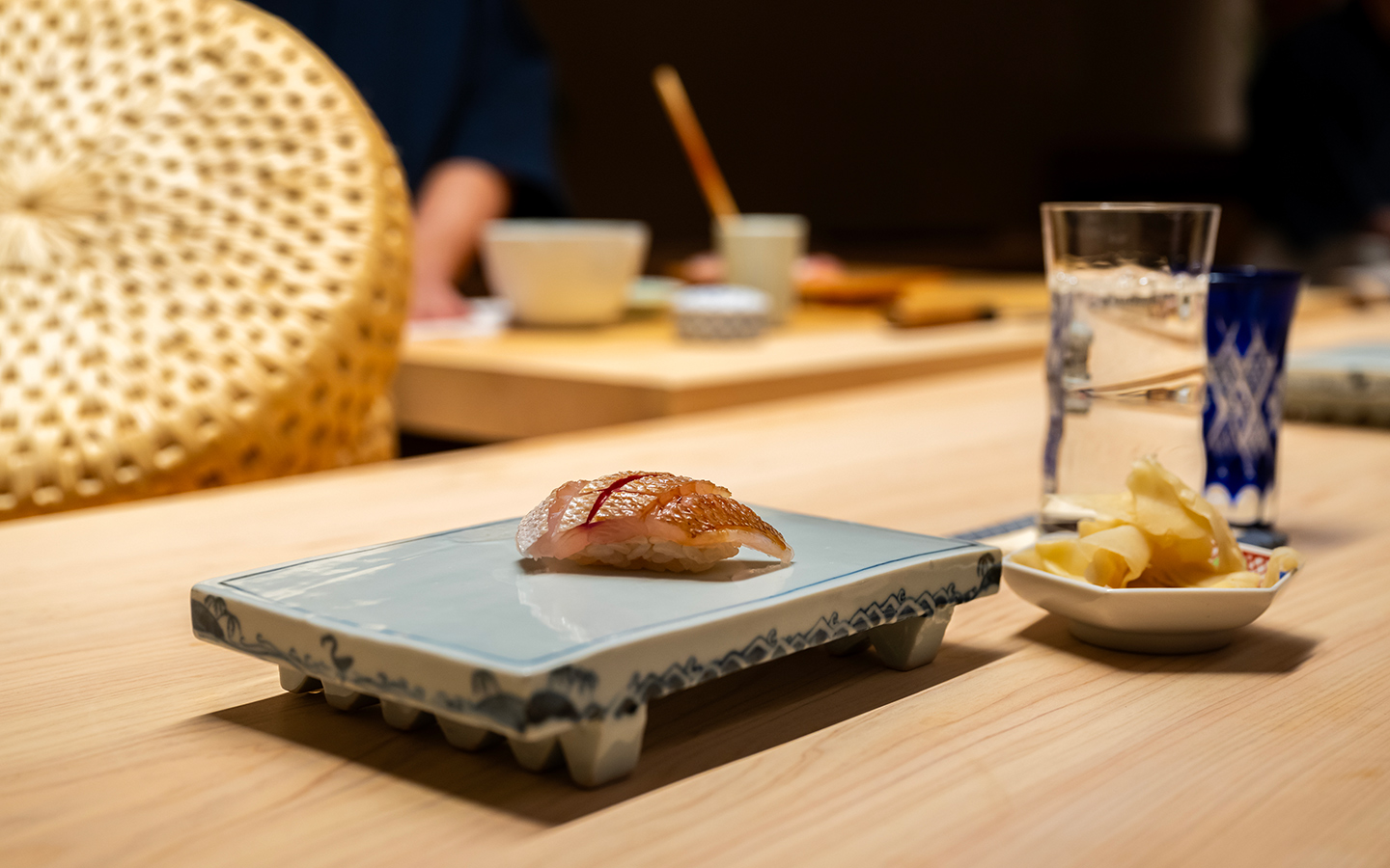 Nigiri on a plate at Shingo