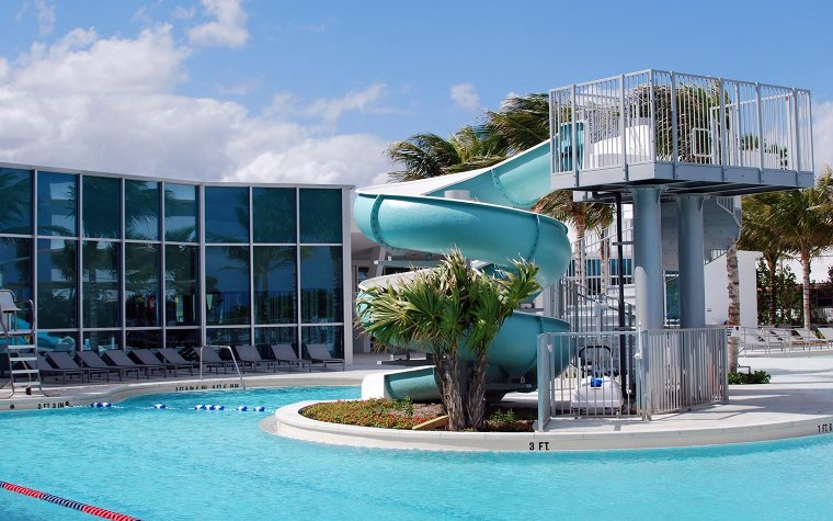Pool with water slide at Surfside Community Center 