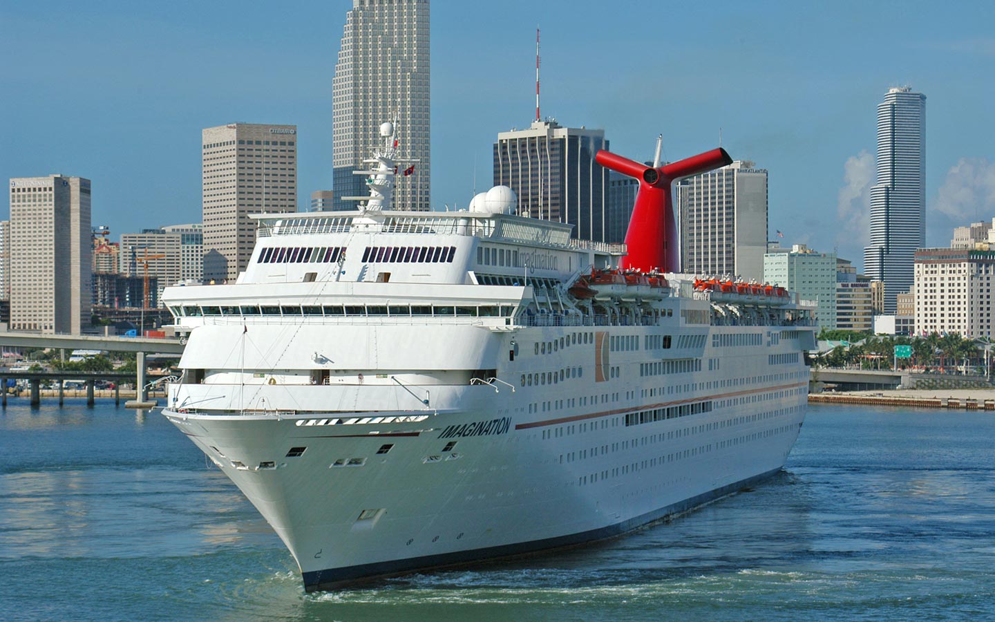 Carnival Imagination and Downtown Miami skyline