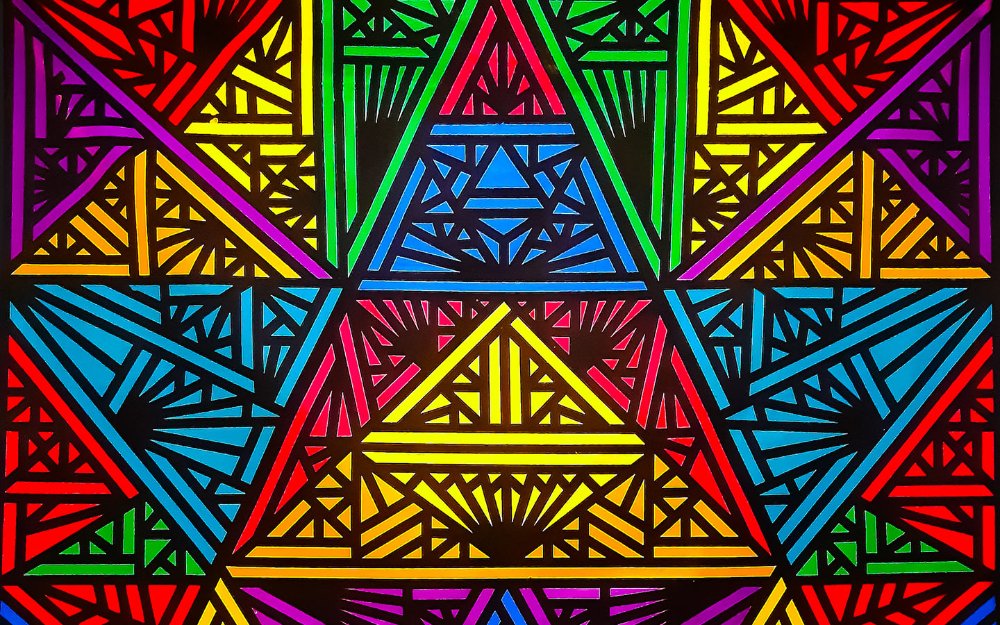 Colorful geometric "The Temple" by Miami artist Marcus Blake