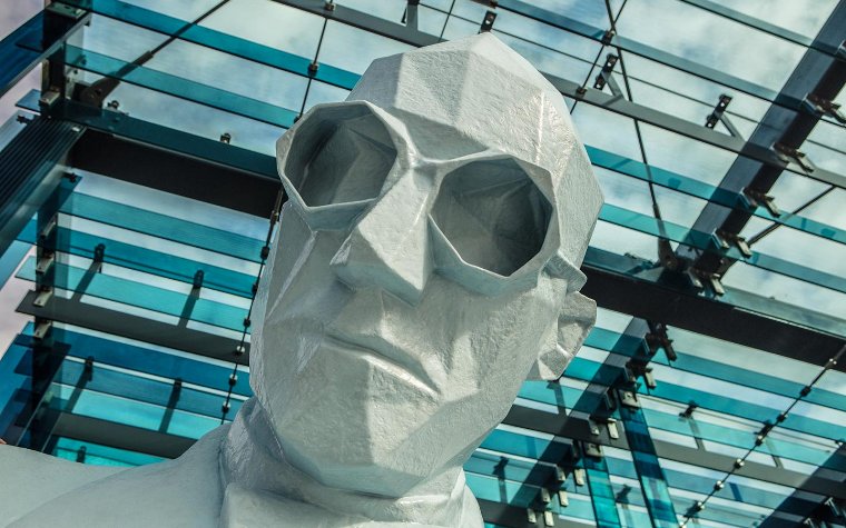 Le Corbusier's face up close Corbusier head