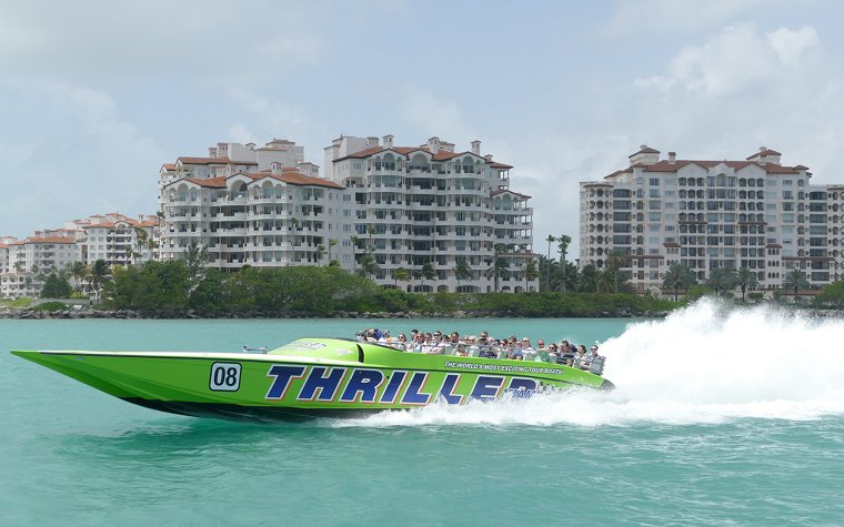 Thriller Miami speedboat and Fisher Island Thriller Miami speedboat and Fisher Island